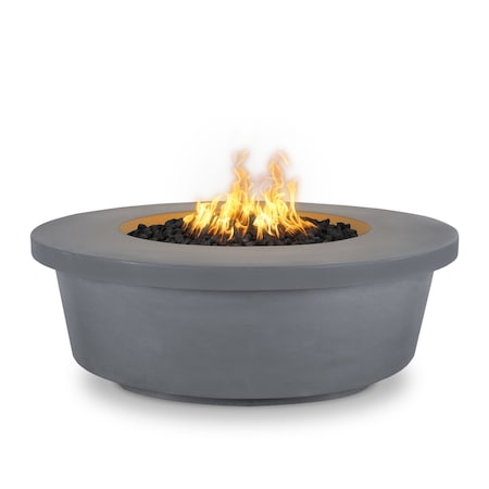 The Outdoor Plus 48 Round Tempe Fire Pit - GFRC Concrete - Gray - Low Voltage Electronic Ignition - Natural Gas OPT-TEM48E12V-GRY-NG